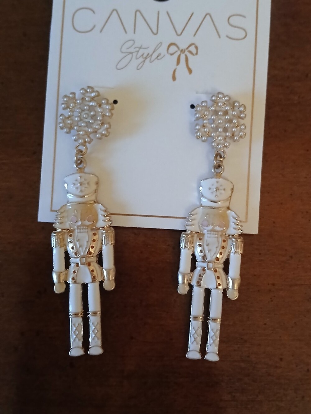 White Nutcracker Earrings